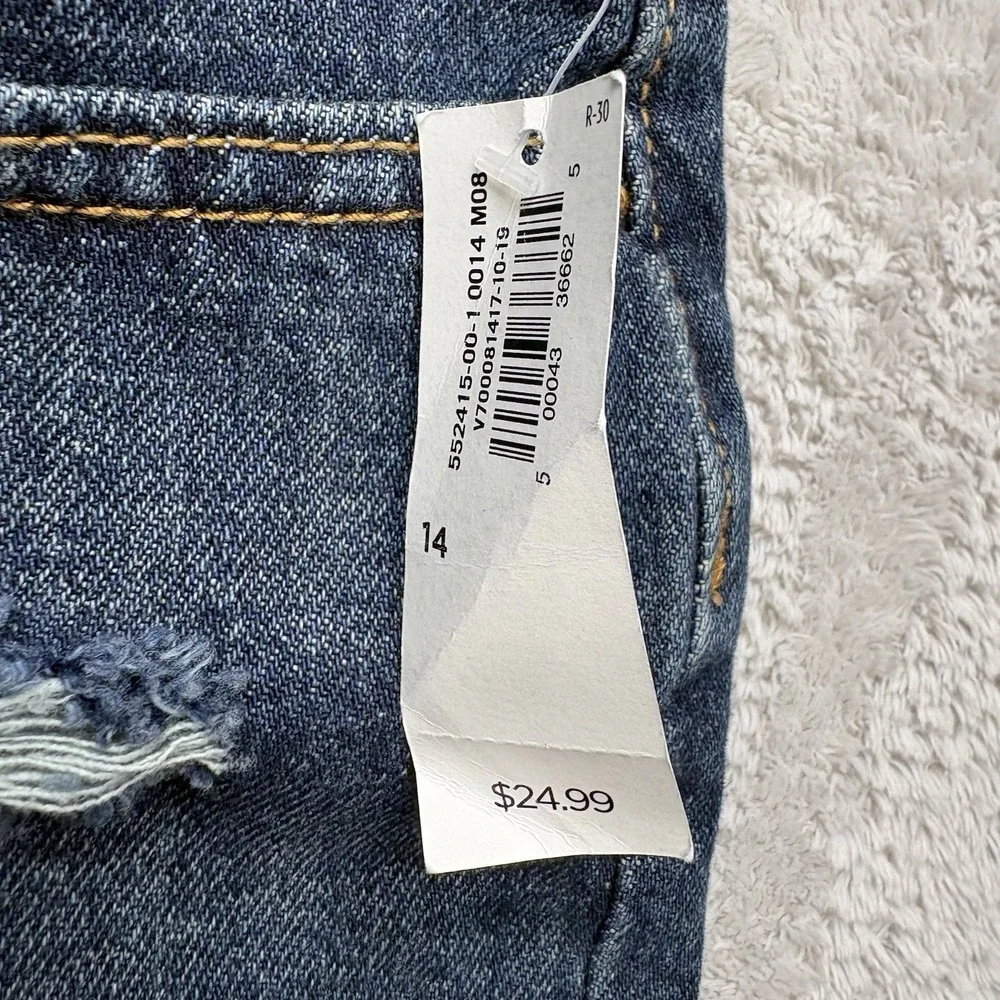 Old Navy Girls Shorts 14 Denim Distressed Adjustable Waist Dark Wash Raw Hem